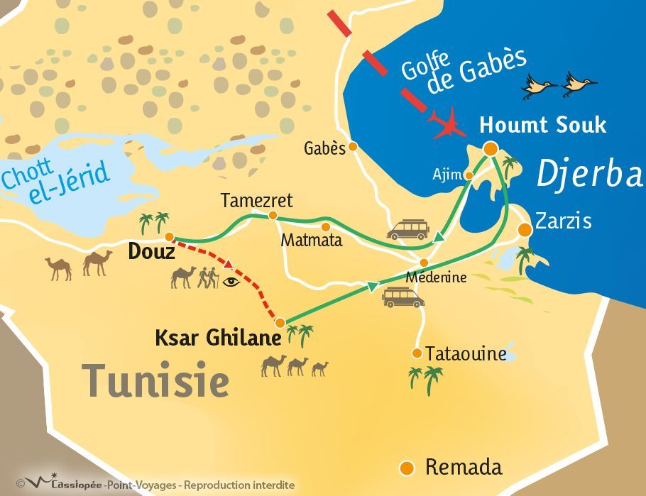 [KEY_MAP] - Tunisie - Randonnée chamelière de Douz à Ksar Ghilane
